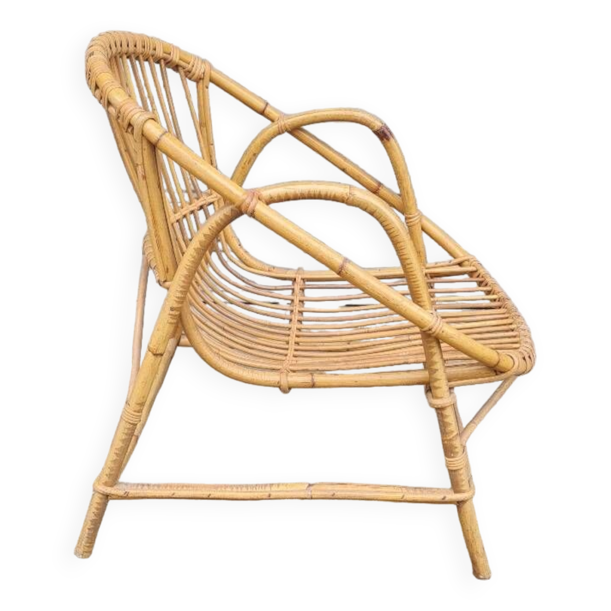 Rattan shell armchair 1960