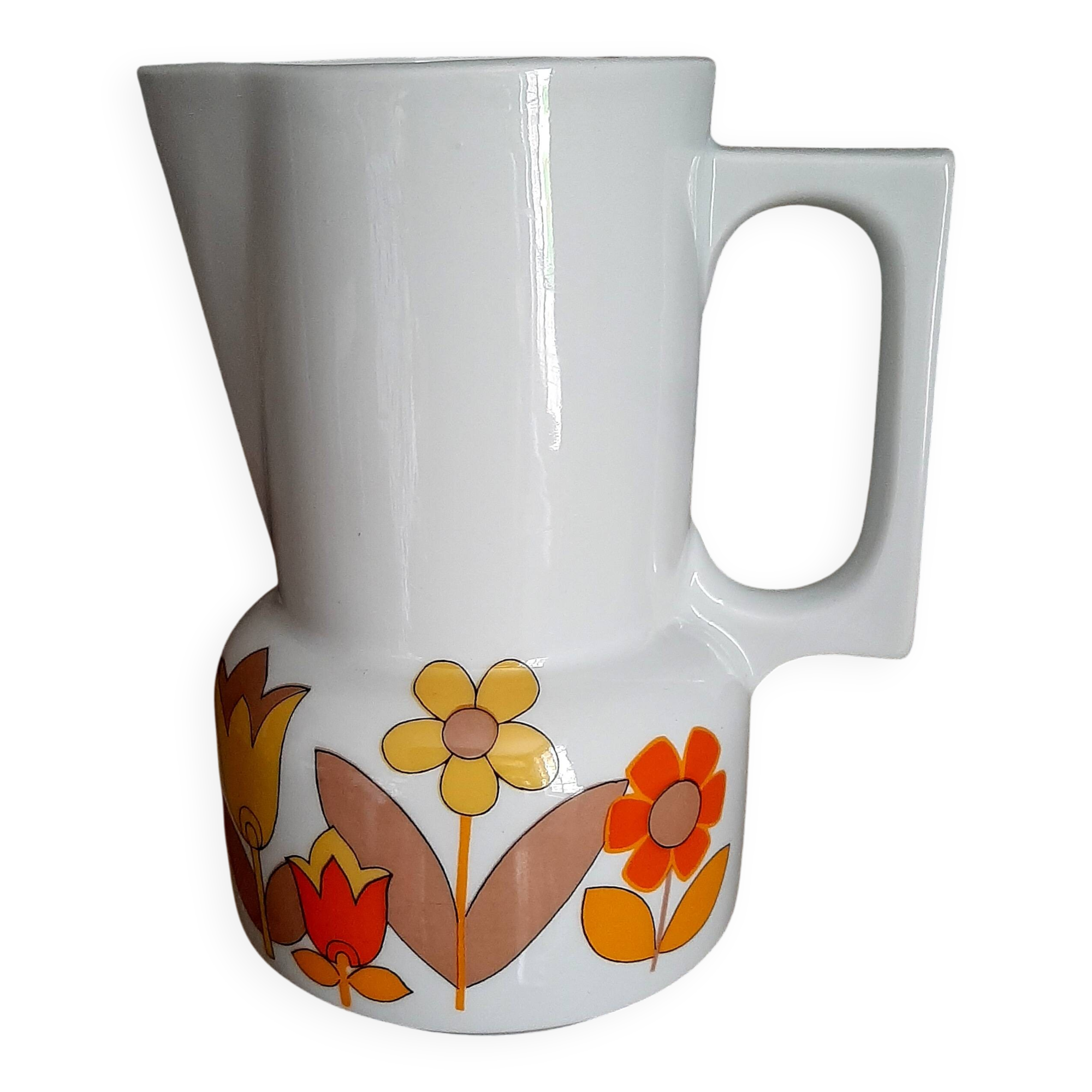 Pretty Vintage floral decor pitcher very 70s**Berry creation Le Lourioux