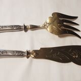 Silver-gilt metal fish service