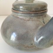 Large handcrafted celadon glazed ceramic teapot