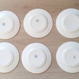Set of 6 flat plates in Lunéville Earthenware / Colibri
