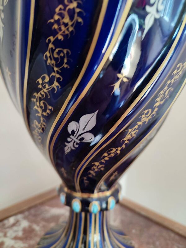 Vase balustre à deux anses en faience fin 19eme de la manufacture Gustave Asch (1856-1911)