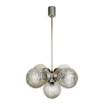 Chandelier en verre taillé vintage de Kamenický Šenov, années 1960