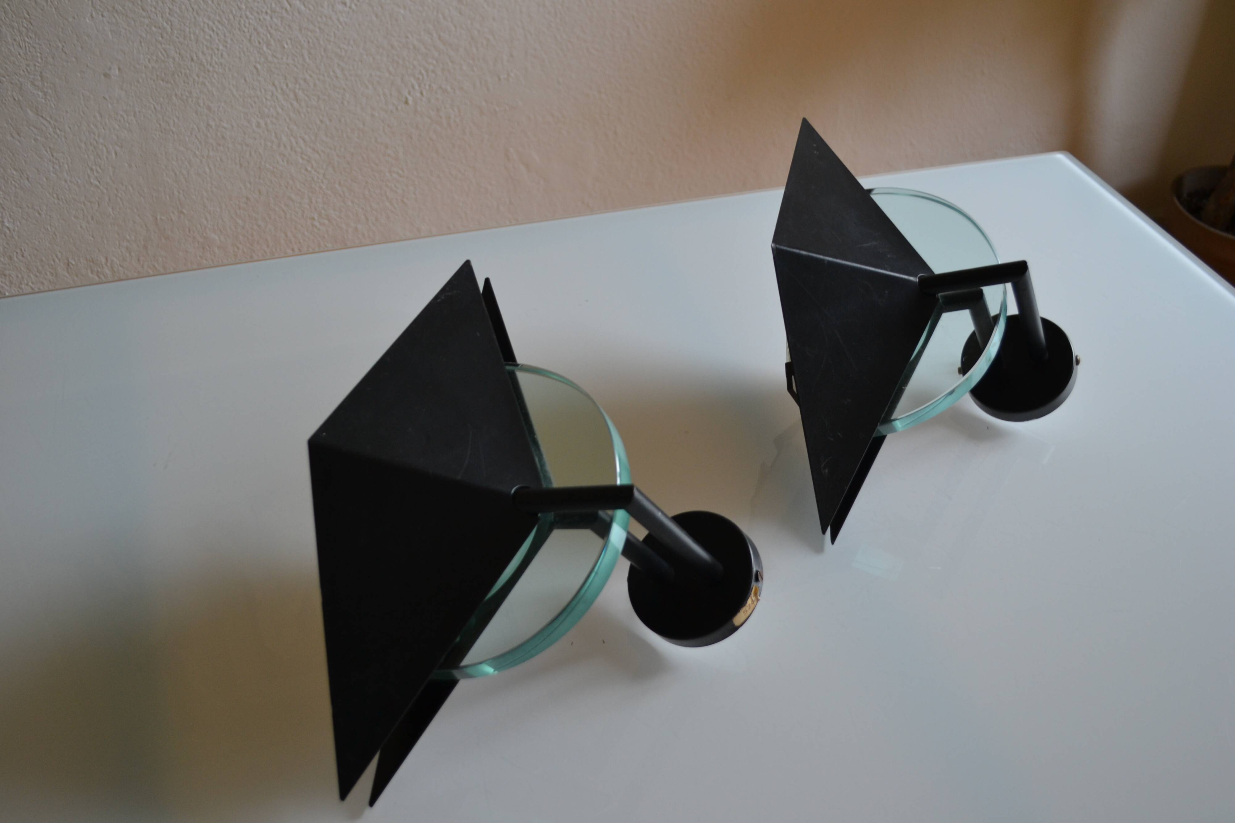 Pair of postmodernist wall sconces, 1980