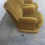 Pair of upholstered velvet armchairs