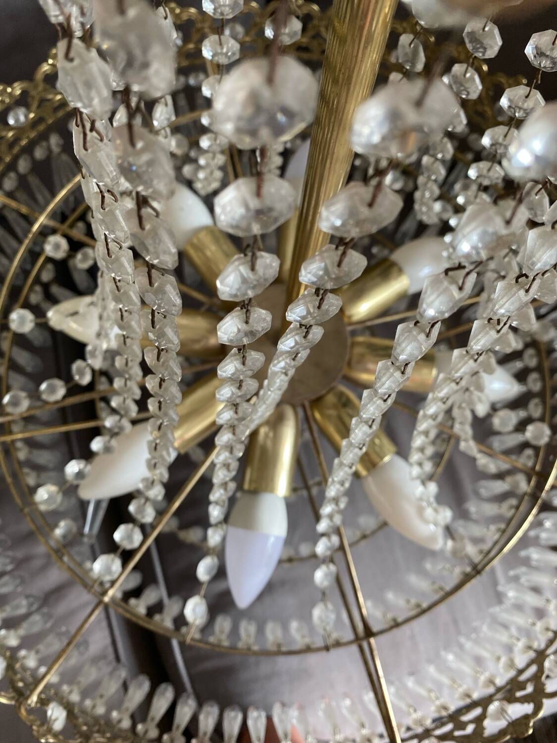 Antique brass hot air balloon chandelier with tassels