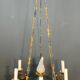 Lustre de style Empire en bronze, tôle verte et flamme en verre moulé