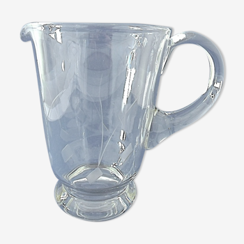 "Vintage" water pitcher or pitcher in colorless crystal carved with geometric patterns