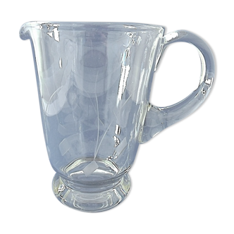 "Vintage" water pitcher or pitcher in colorless crystal carved with geometric patterns