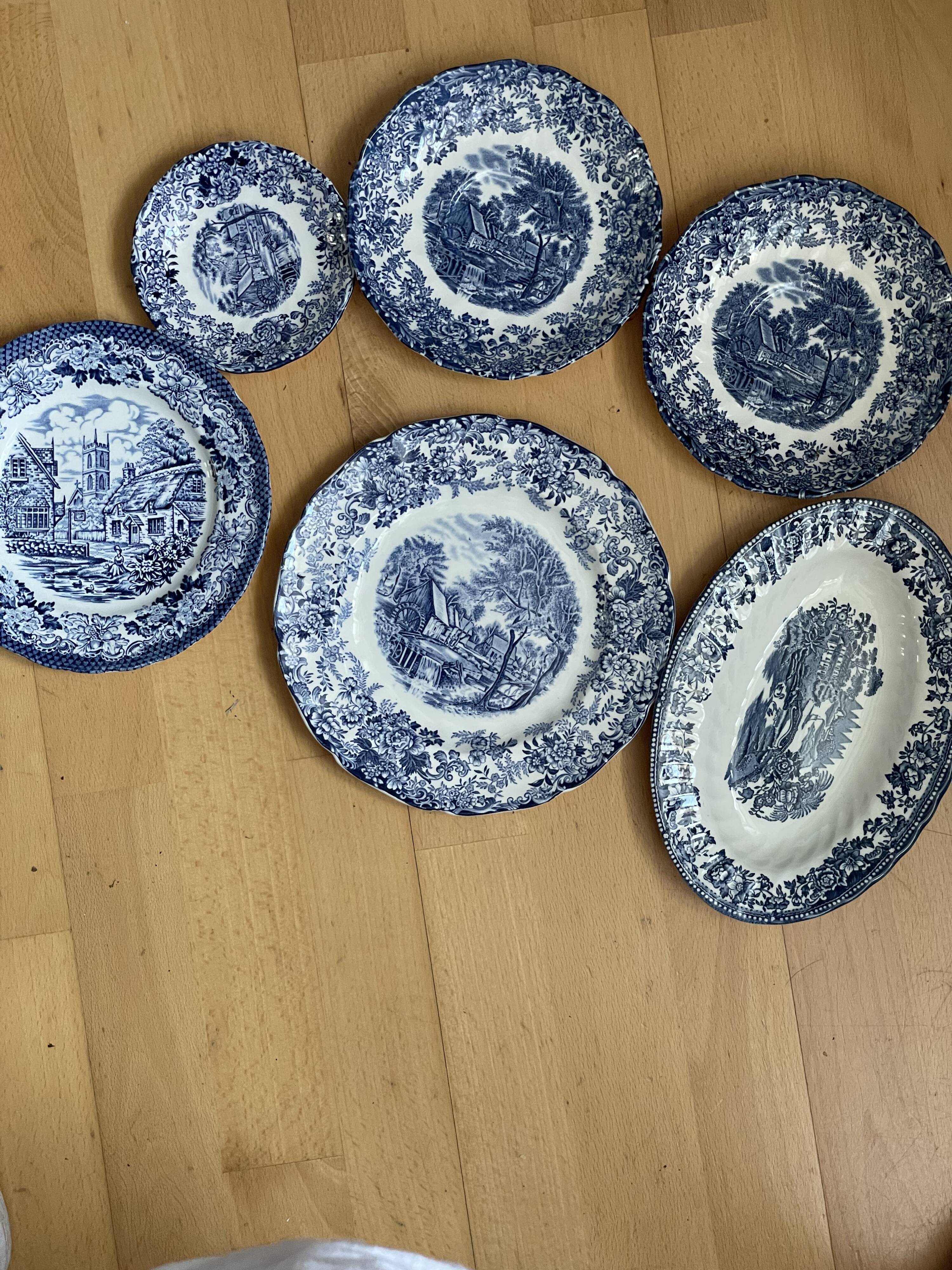 Teapot mill stream Johnson bros vintage blue