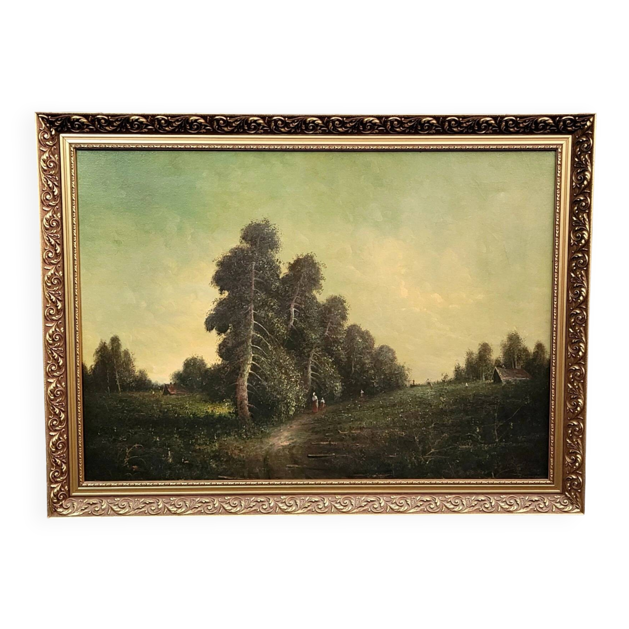 Barbizon School, 19th century: large oil painting on canvas, circa 1850