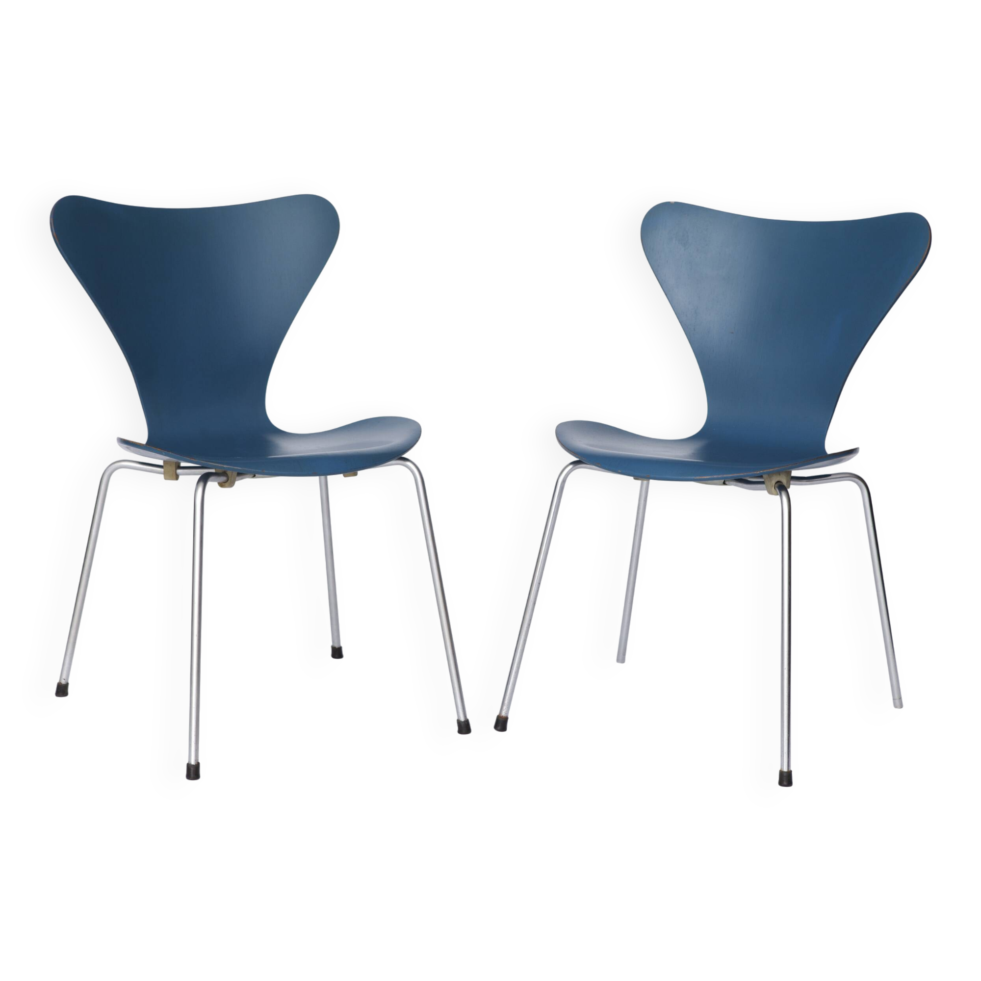 2 chaises Arne Jacobsen Série 7 – Modèle 3107 – Fritz Hansen Vintage années 1950