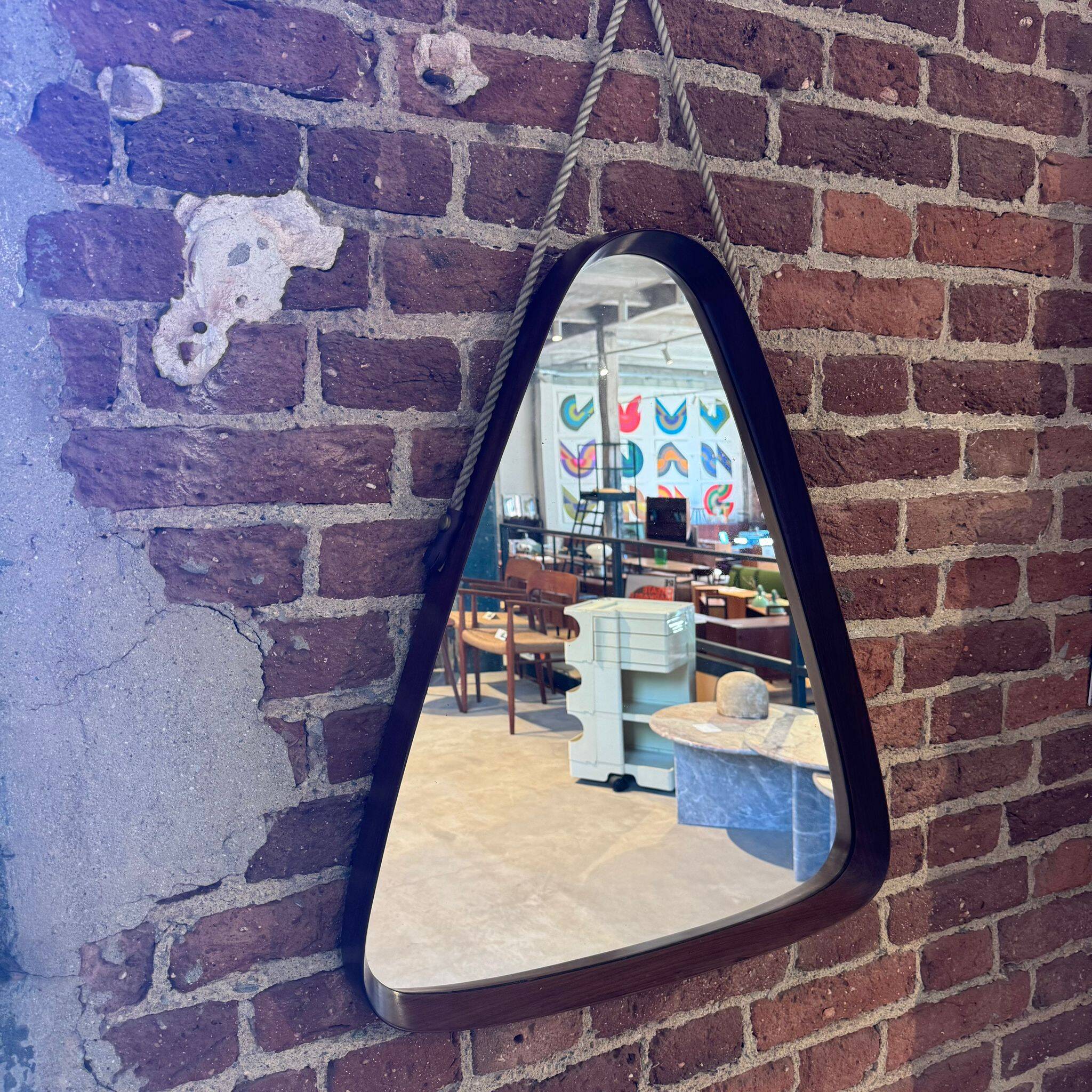 Miroir triangulaire vintage en teck