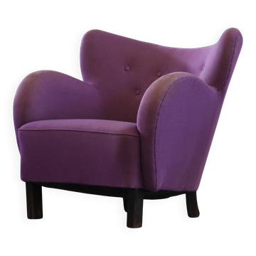 Vintage Danish 1930s club lounge chair, style of Fritz Hansen & Flemming Lassen