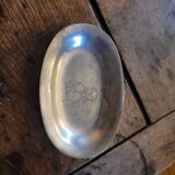 Silver-plated metal trinket tray with teddy bear decoration – 1960s–1980s