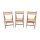 3 wood folding chairs and vintage canning