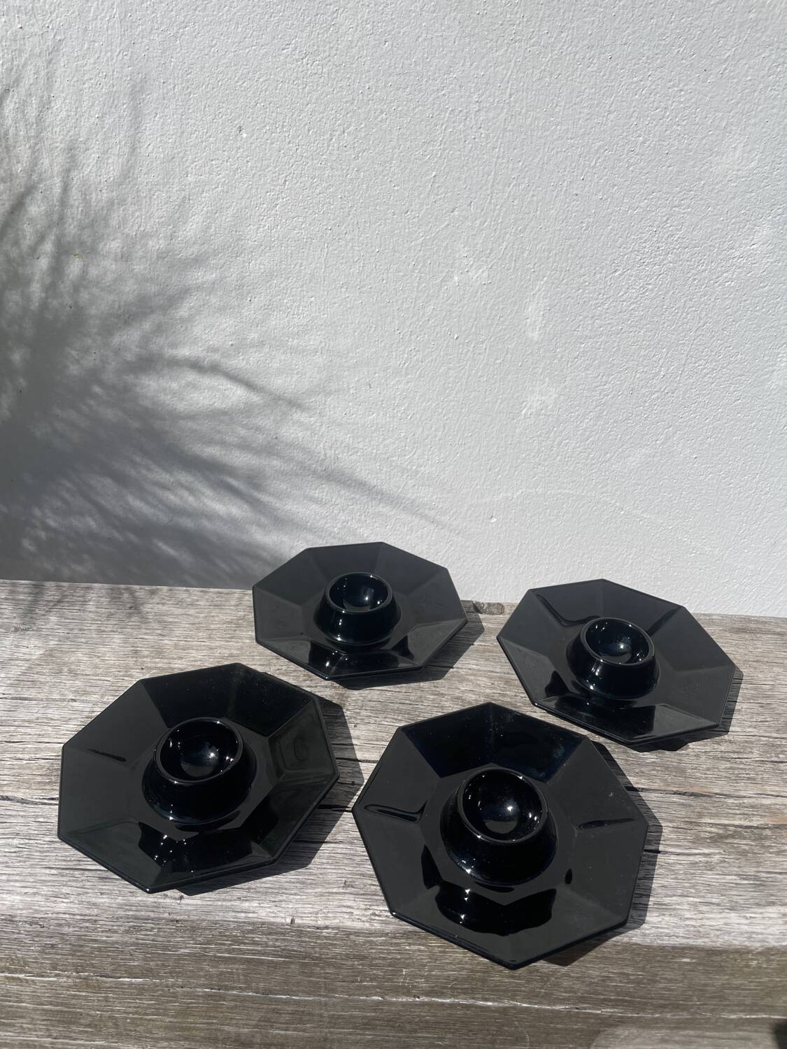 4 black egg cups 1970