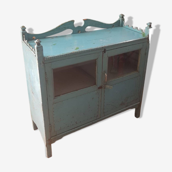 Turquoise low sideboard Indian teak and art deco
