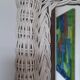 Rectangular mirror in vintage woven wicker rattan