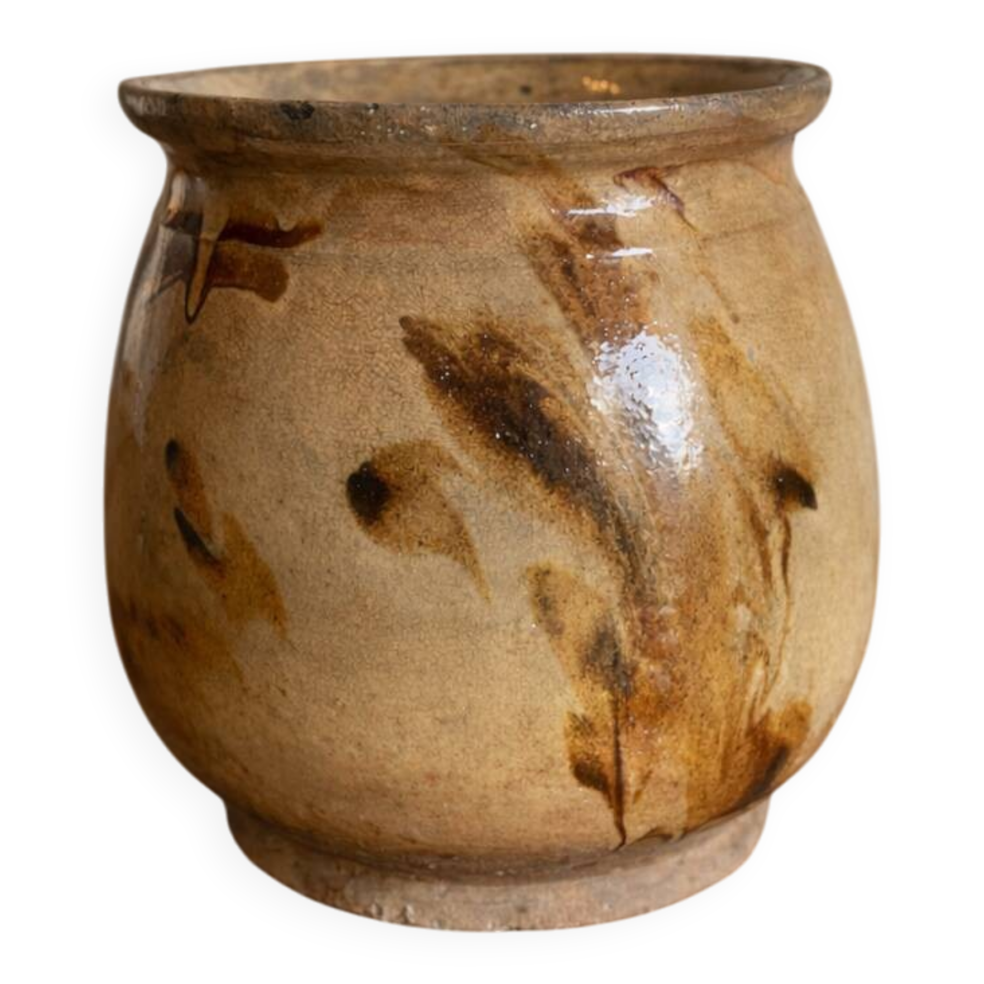 Antique glazed terracotta pot from the 19th century.