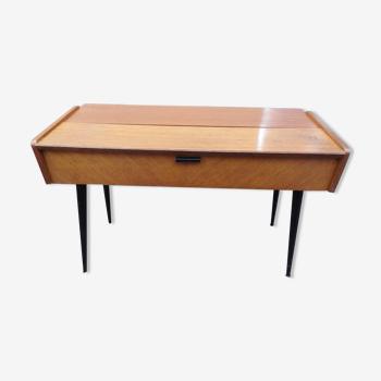 Tricoteuse scandinave pieds compas console vintage