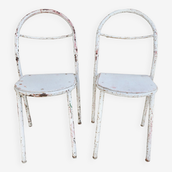 Pair of Mobilor chairs, in metal and wood