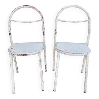 Pair of Mobilor chairs, in metal and wood