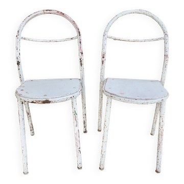 Pair of Mobilor chairs, in metal and wood