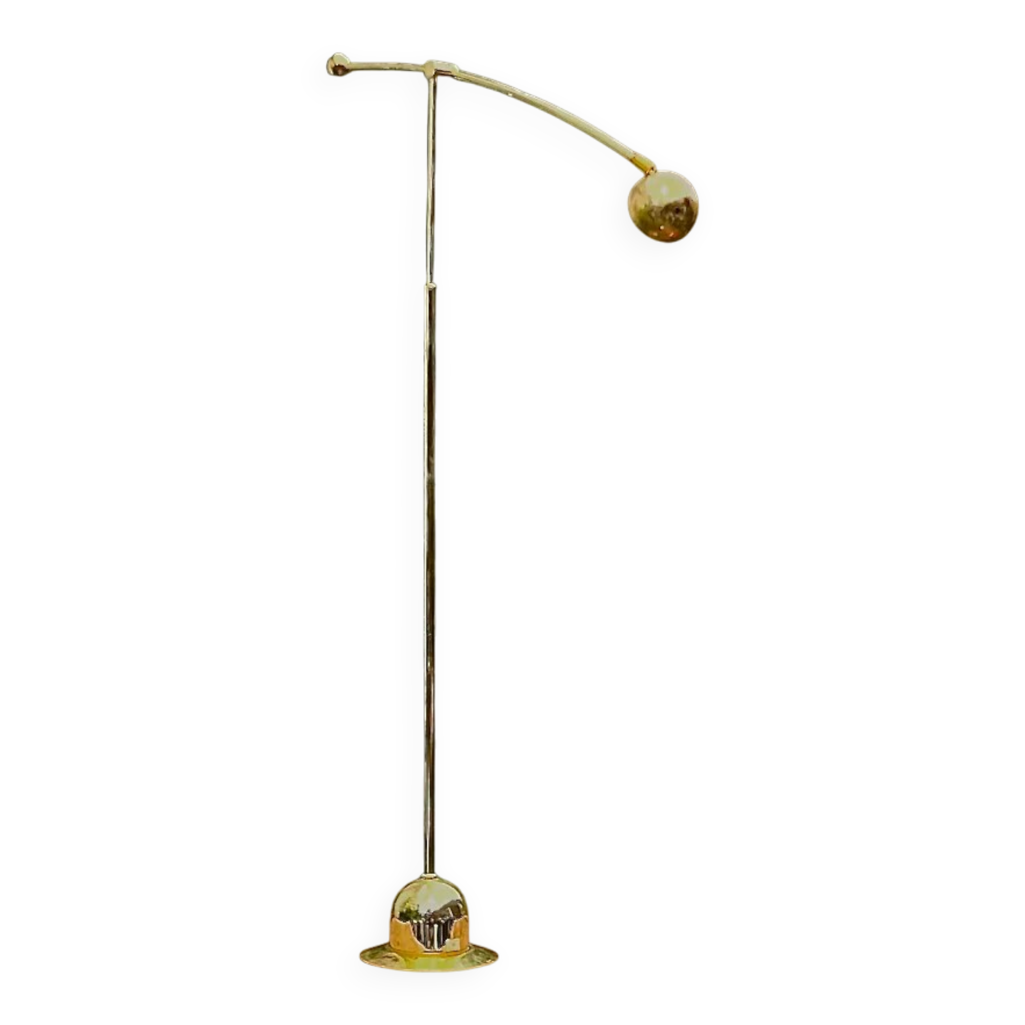 Massive space age floor lamp in gold metal with a balancing arm – 70s 80s