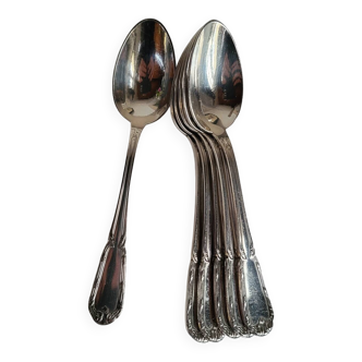 6 Small Silver-Plated Metal Spoons Boulenger Dessert Cutlery