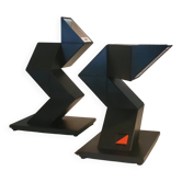 Set of 2 vintage postmodern Zig Zag lamps by Massive Belgium, 1984