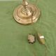 French Antique Brass Anglepoise Table Lamp Patterned Glass Pink Edged Shade 5131