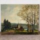 Paysage avec église, huile sur toile signé Guy Dirickx