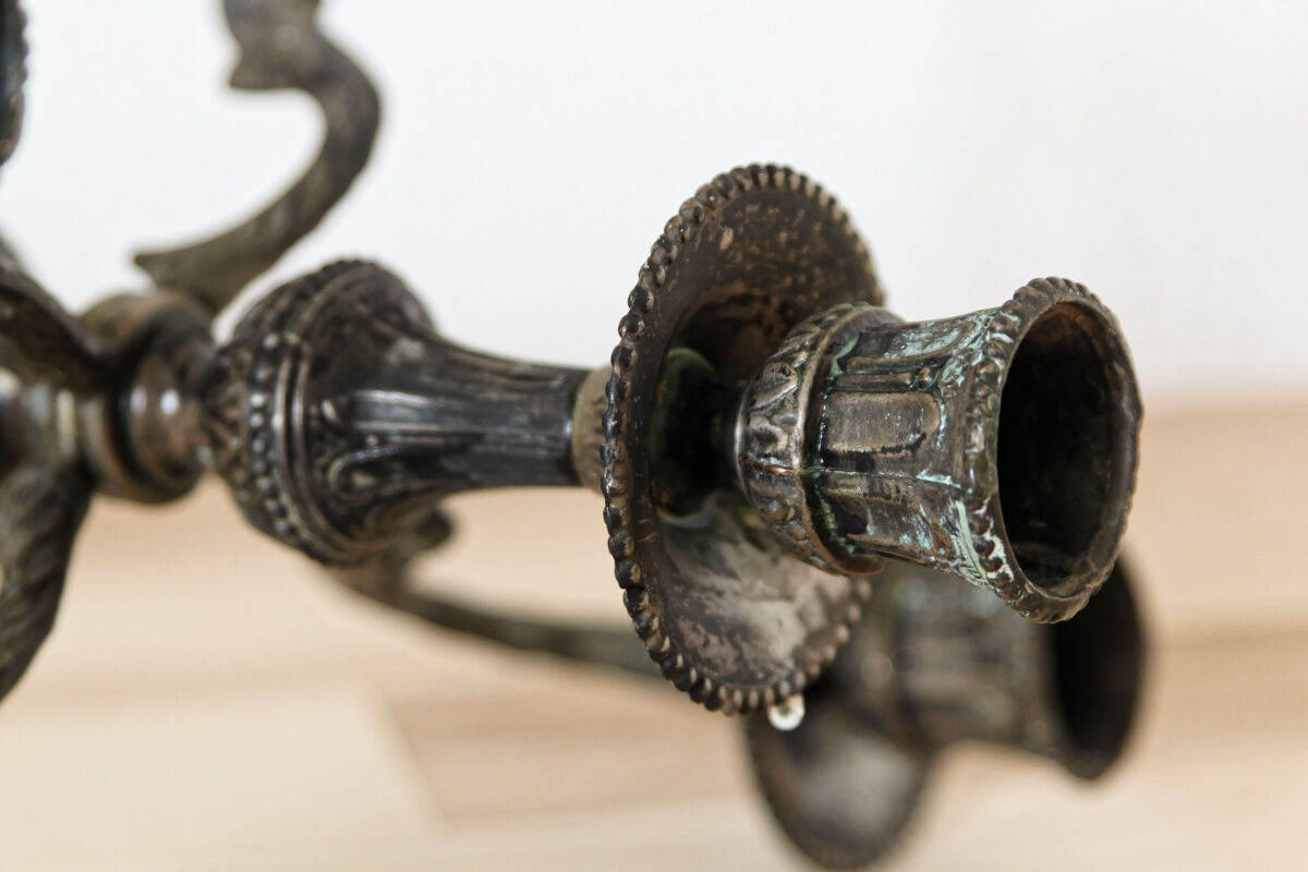 5-burner candlestick in silver bronze