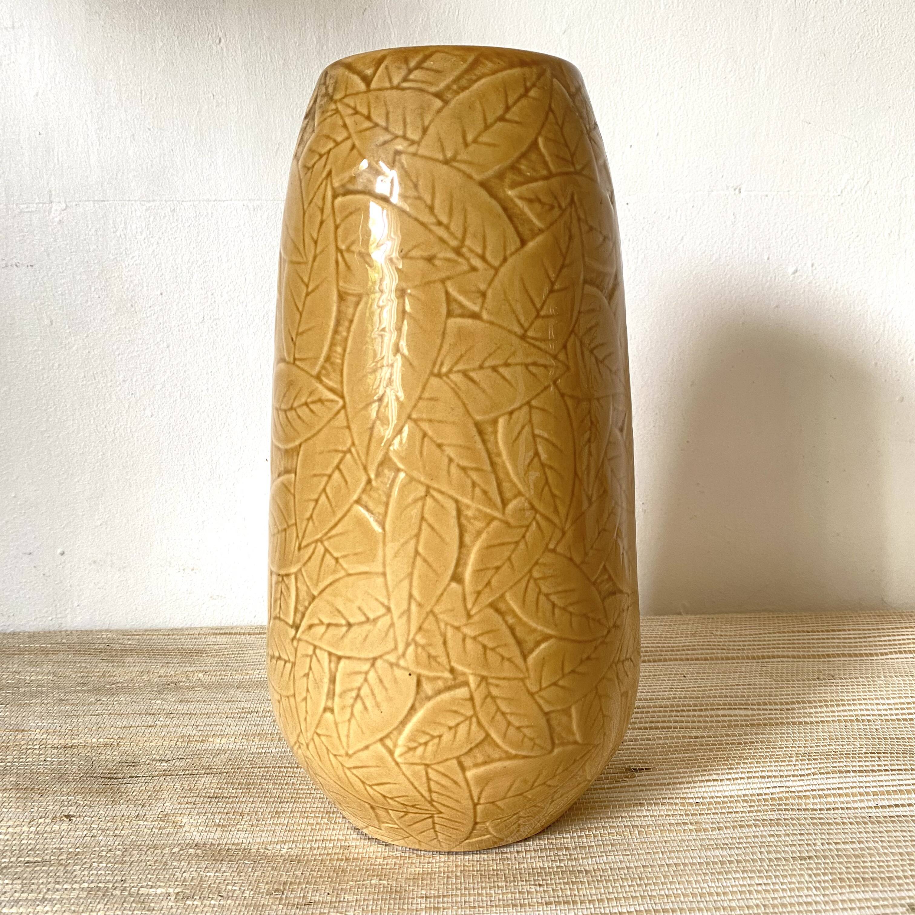 Ceramic vase with foliage design, 1970s