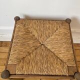 Straw and old wood stool