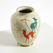 40s porcelain vase with handpainted wildlife motifs from PMR Bavaria Jaeger