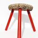 Vintage Tripod Stool Kilim Red Oval Footrest 35cm Firm