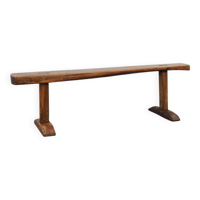 Banc rustique en chêne du milieu du 19e siècle, France