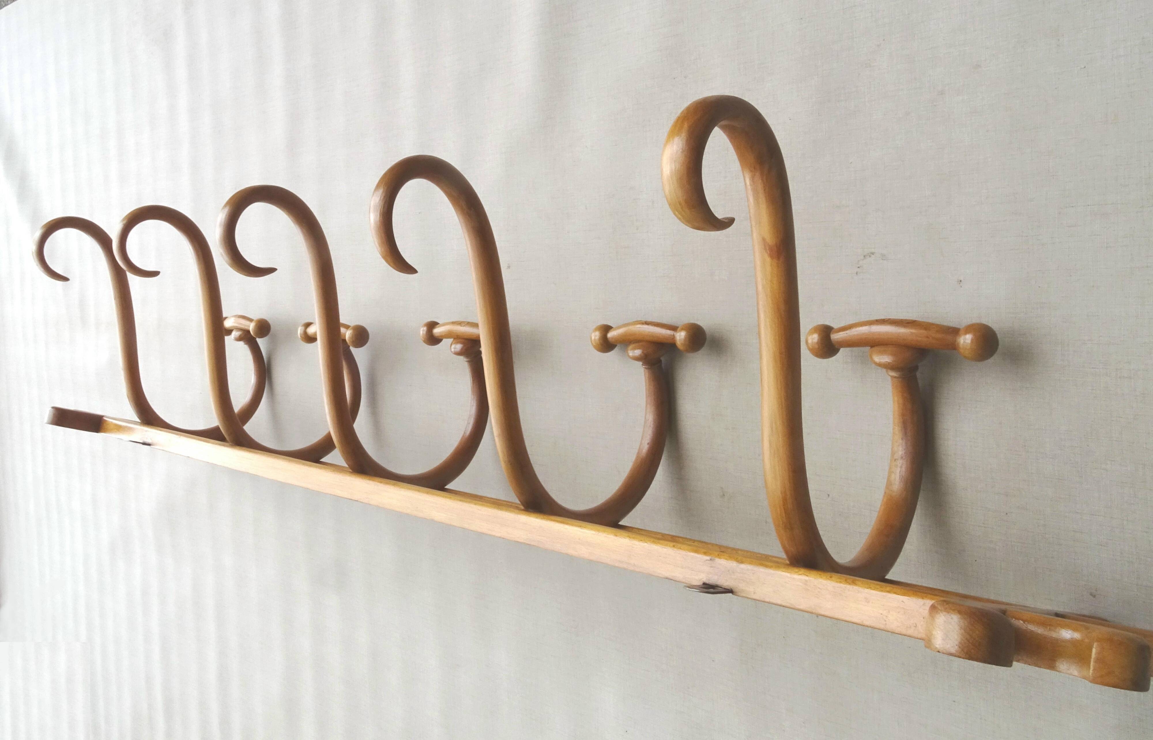 Patère murale de thonet à 5 esses, 1900 ca