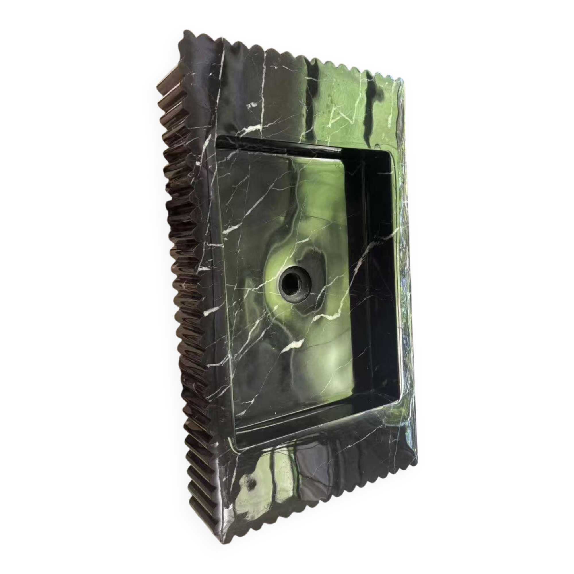 Meuble vasque suspendu en marbre noir Marquina