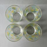 4 verres Geneviève Lethu, décor mimosa