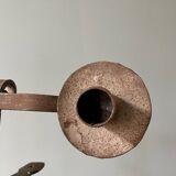 Brutalist wrought iron wall candle holder