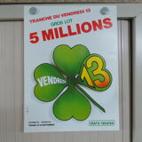 Original National Lottery poster Friday 13 trefle has 4 sheets 1985