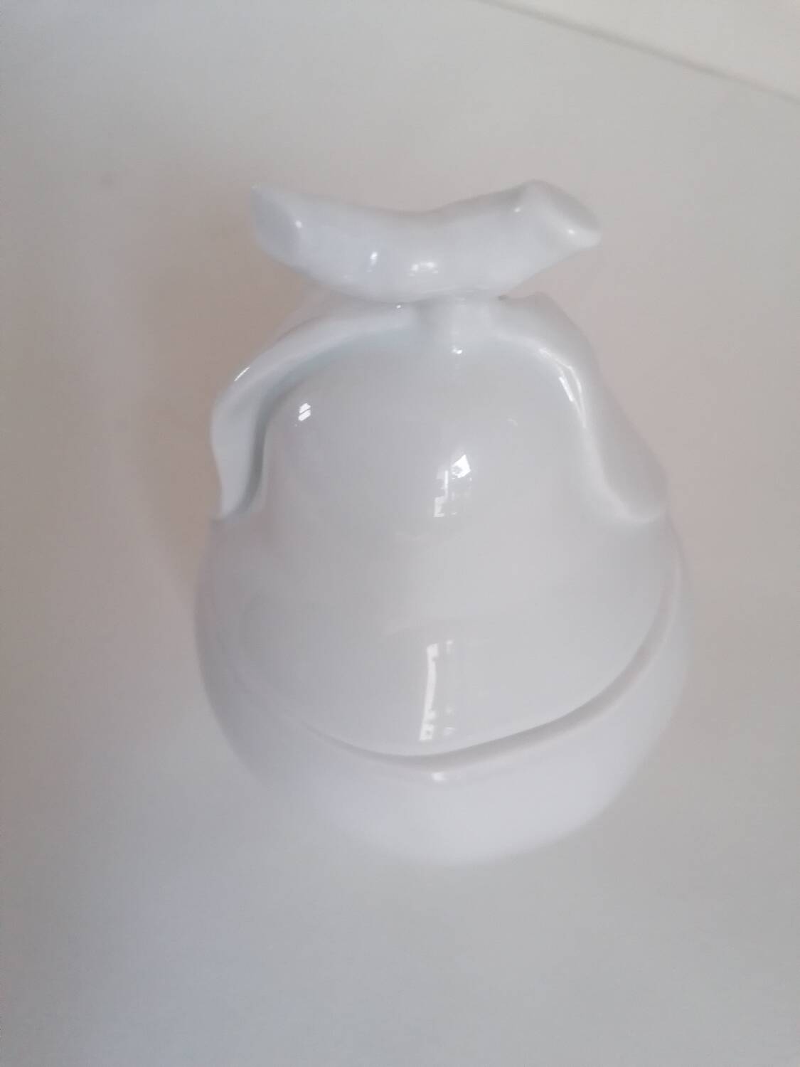 White porcelain pear sugar bowl
