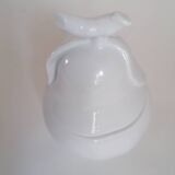White porcelain pear sugar bowl