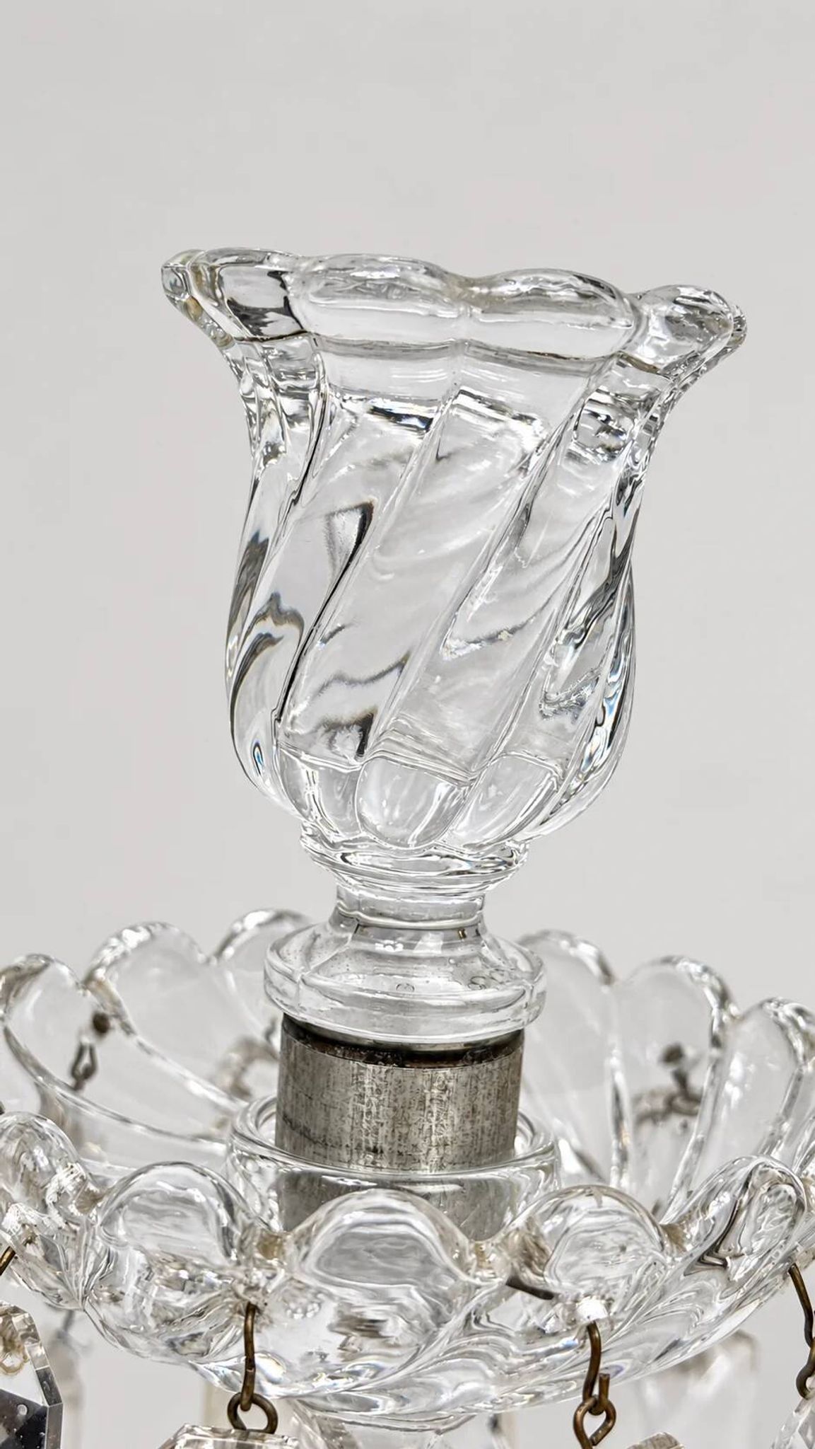 Baccarat, pair of two-light candelabra, Bambou Tors model.