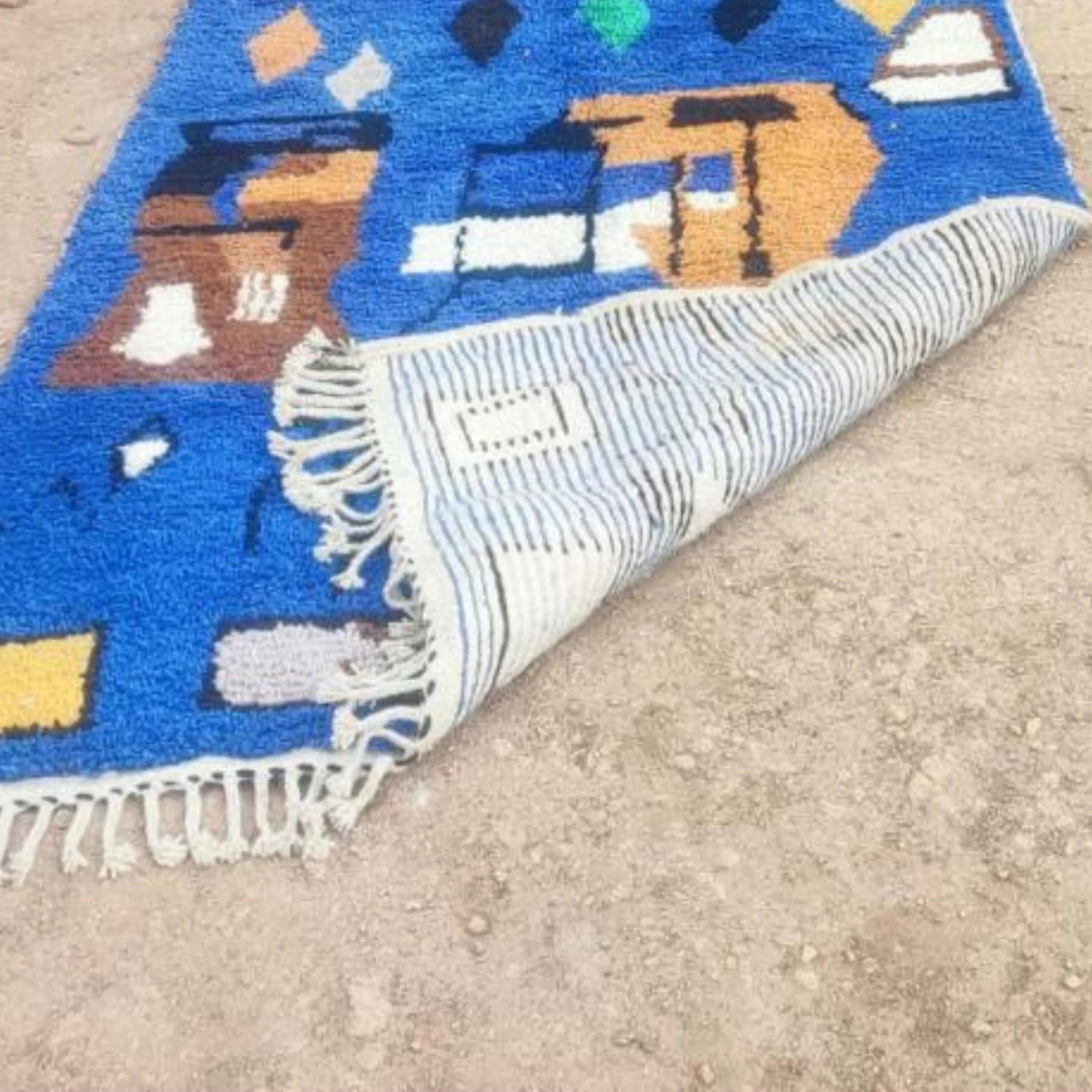 Moroccan rug in natural wool 3x2 m