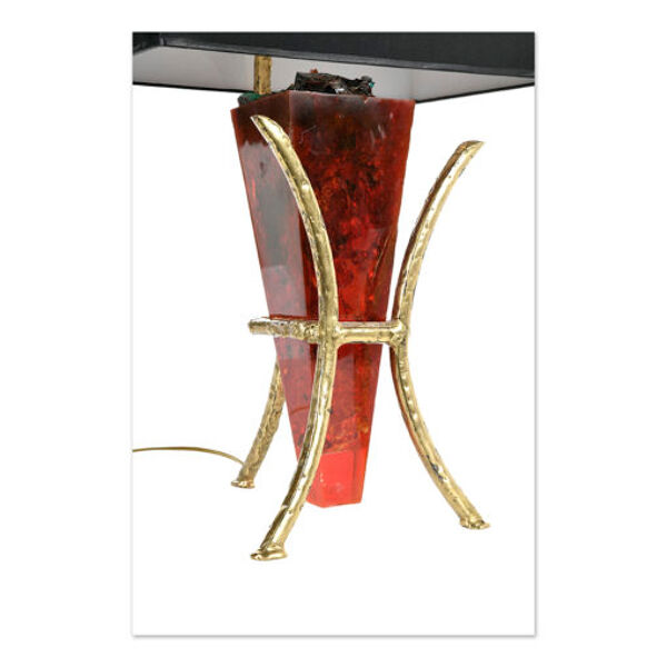 Paire de lampes en résine fractale et laiton par Henri Fernandez