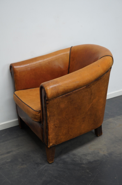 Club armchair in leather color cognac Netherlands